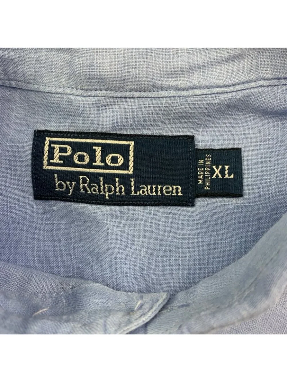 VTG Polo Ralph Lauren Men's 100% Linen L/S Button Work Shirt Light Blue • XL
